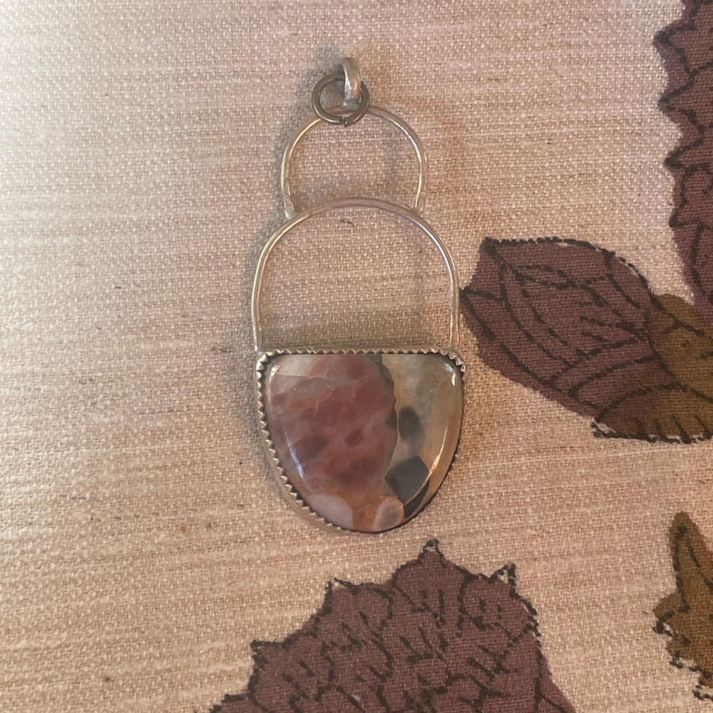 Artisan Chert Bresccia pendant sterling and brass